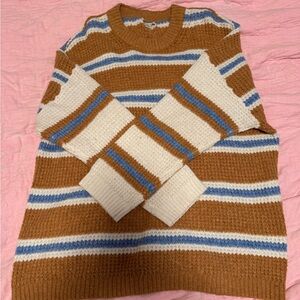 American Eagle Outfitters Tan and Blue Knit Sweater